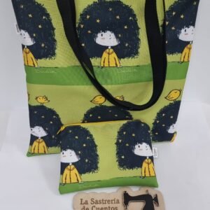 Tote Bag "niña con pájaros en la cabeza"