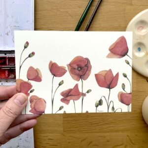 Miniláminas Amapolas de Marialu Gili (incluye sobre blanco)